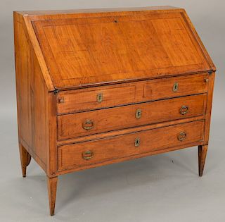 Louis XVI slant lid desk, 18th century (replaced back). ht. 42 in., wd. 43 in.