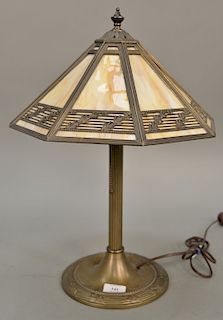 Bradley & Hubbard panel shade table lamp, ht. 19 in.