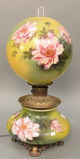 Victorian Gone with the Wind table lamp with matching shade, electrified. ht. 21 in.