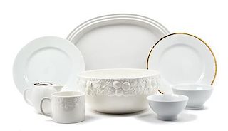 A Collection of Ceramic Serving Articles Diameter of widest tray 18 1/4 inches.