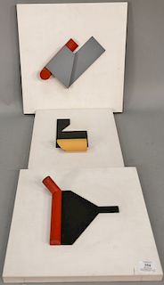 Set of three Chester Arthur (check) Boterf (b. 1934), three dimensional models 3,4,& 5, signed on verso having Tibor de Nagy Gallery...