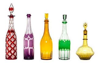 A Group of Five Decanters Height of tallest 15 5/8 inches.