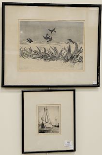 Two framed pieces including Ella Fillmore Lillie lithograph, Boundary Dispute (sight size 9 1/2" x 12 1/2") and Gerrit Albertus Bene...