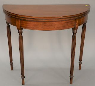 Custom Sheraton style mahogany game table. ht. 31 in., wd. 36 in., dp. 18 in.