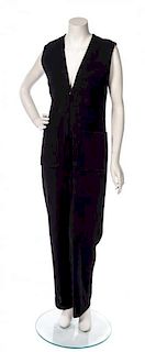 An Yves Saint Laurent Black Wool Vintage Jumpsuit Size 40.
