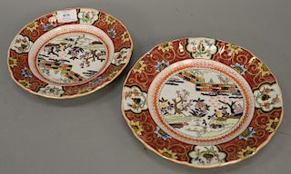 Set of Mason's Ironstone plates including 8 luncheon plates (dia. 9 1/4 in.) and 9 dinner plates (dia. 10 1/2 in.).