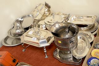 Large lot of silverplate including covered vegetable dishes, plates, bowls, etc.