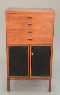 Small Danish modern rosewood server and liquor cabinet having four drawers and two doors. ht. 47 in., wd. 26 in., dp. 18 in.