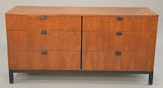 Milo Baughman for Directional, rosewood six drawer chest and mirror. ht. 30 in., wd. 60 in., dp. 18in.
