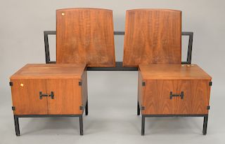 Three piece lot to include, Milo Baughman for Directional, pair of nightstands, and rosewood headboard. ht. 45 1/2 in., lg. 60 in., ...