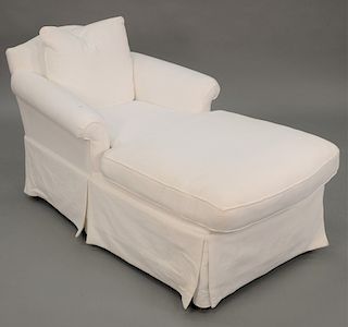 Custom upholstered chaise (like new condition). ht. 31 in., lg. 59 in.