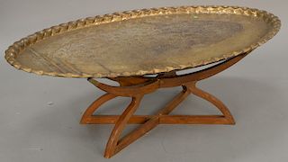 Gio Ponti style Moroccan brass top table. ht. 16 in., top: 31 1/2" x 54 1/2"