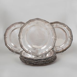 Set of Twelve Silver Plate Place Plates