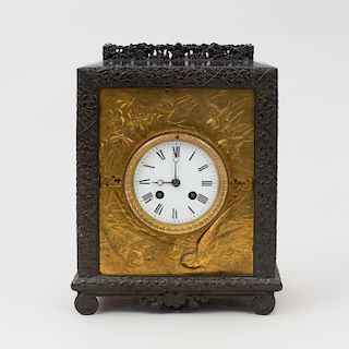 Aesthetic Movement Bronze and Gilt-Metal Bracket Clock 