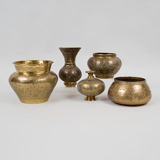 Group of Four Turkish Brass Vessels