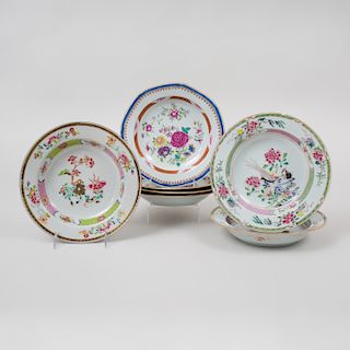 Group of Seven Chinese Export Porcelain Soup Plates  