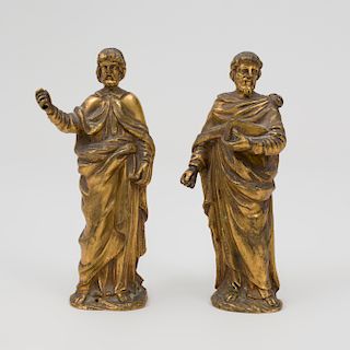 Two Continental Gilt-Bronze Figures of Apostles