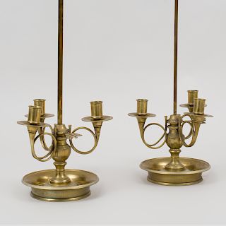 Pair of Brass Bouillotte Lamps