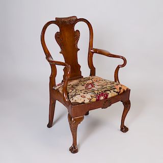 George II Style Mahogany Armchair with Needlework Seat