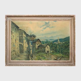 After Lorenzo Gignous (1862-1958): Village Landscape