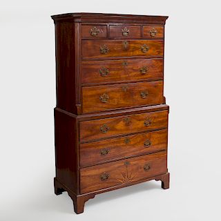 George III Mahogany Inlaid Chest on Chest