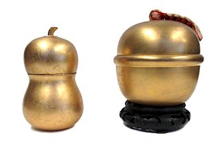 Gold Lacquered 'Suzu' Box and Pear Box.