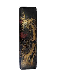 Japanese Lacquered Writing Box with Plum Blossoms.