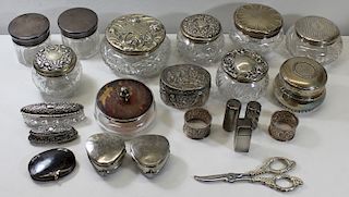 SILVER. Assorted Silver Mounted Vanity Jars and