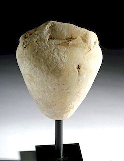 Rare Egyptian Alabaster Mace Head w/ Couchant Lion