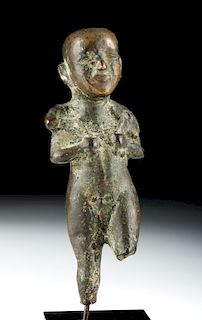 Egyptian Bronze Nude Male Figure w/ Animal