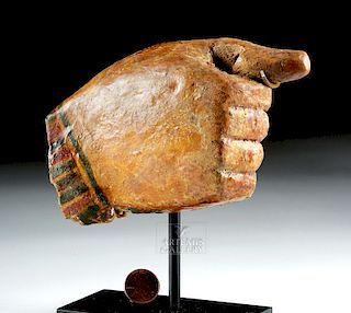 Egyptian Polychrome Wooden Sarcophagus Hand