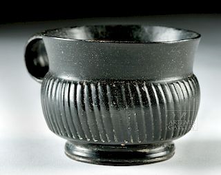 Greek Attic Blackware Pottery Ribbed Cup