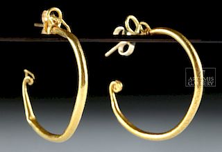 Pair of Wearable Large Roman Gold Hoop Earrings - 2.5 g