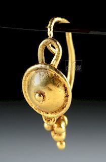 Beautiful Roman Gold Earring w/ Disc & Cluster - 2.2 g