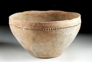 Large Holy Land Pottery Bowl with Rim Detailing
