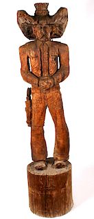 Montana Chainsaw Carved Wooden Cowboy Statue