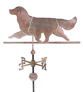 Antique Copper Retriever Figural Dog Weathervane