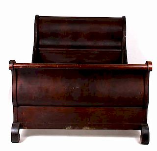 Early 20th Century Mahogany Sleigh Style Bed Frame