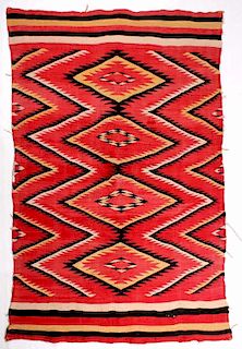 Early Navajo Eye Dazzler Pattern Wool Rug c. 1900
