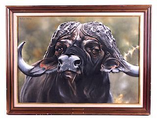 Original Cape Buffalo Oil Painting by Richart