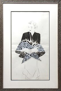 Benito Vogue 1934 Fashion Illust. Ink & Pencil