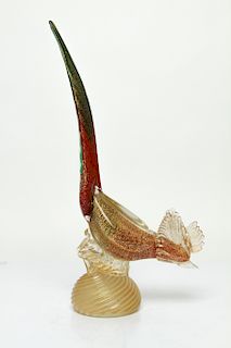 Mid-Century Murano Glass Pheasant Bird Sculpture