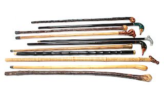 Walking Sticks & Canes, Group of 11 Assorted