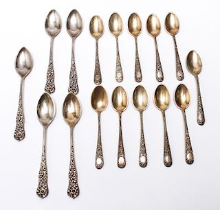 D&H Silver 11 Demitasse & 5 Dessert Spoons, 16