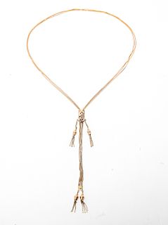 Victorian 14K Gold Slide 3-Strand Tassel Necklace