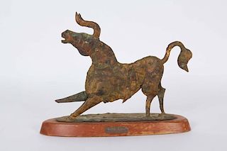 Bill Lett Brutalist Manner Bronze Bull Sculpture