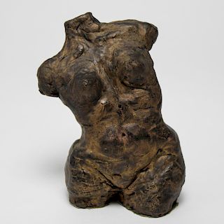Evelyn Morgenbesser Nude Torso Clay Sculpture