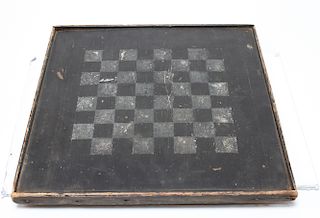 Game Board Checker / Chess Painted Wood Antique