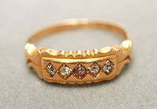 18K Yellow Gold & Diamonds Ring, Antique
