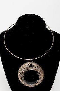 Modernist Silver-Tone Choker Necklace, Vintage